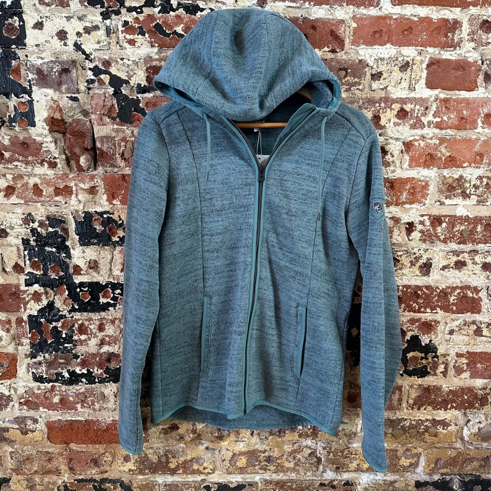 Kuhl Ascendyr Fleece Sweater Full Zip Hooded Jacket Womens Small Greenish